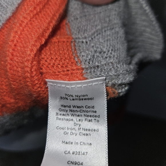 Talbots Lambswool/Nylon Orange & Gray Cable Knit Pullover Sweater Size L - Picture 8 of 8